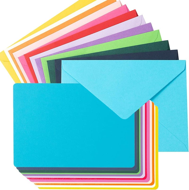 Wishop A7 Colorful Gummed Envelopes and Blank Cards 24 Pieces A7 Envelopes and 24 Pieces 5x7 Colorful Flat Cards for Weddings, Invitations, Birthday, Baby Shower (Multicolor) - Image 1